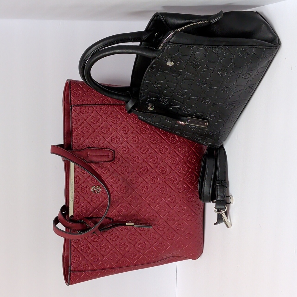 Christian LaCroix Red and Black Designer Tote and Handbag Set